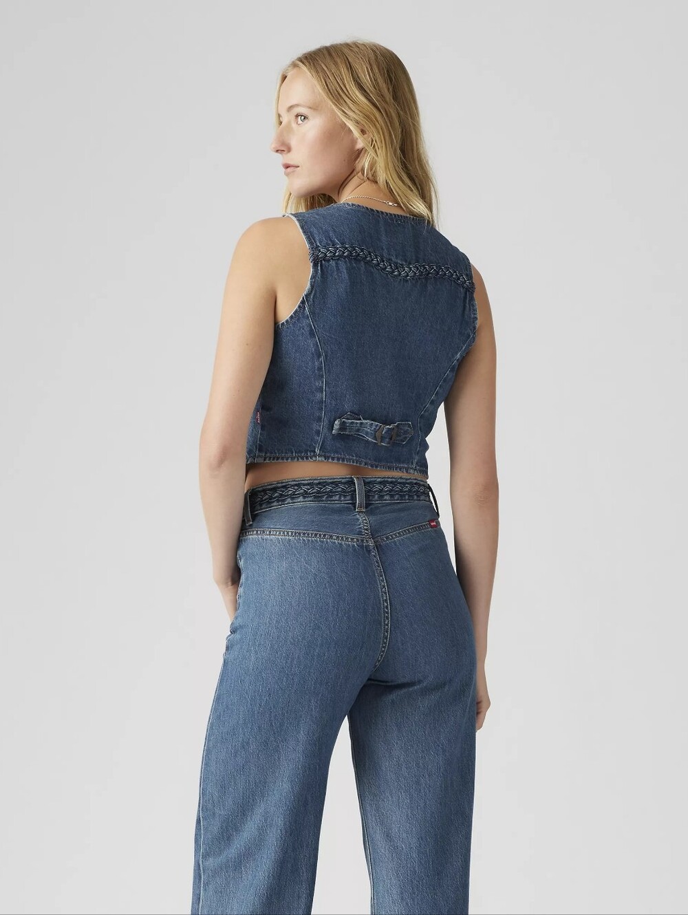 Levi's Premium Denim BRAIDED VEST Women’s Size Large - Picture 2 of 7